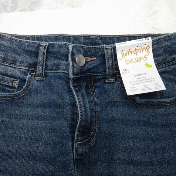 Jumping Beans Girls Midrise Dark Wash Denim Blue Jeans Size 10 Bootcut NEW - Picture 5 of 8